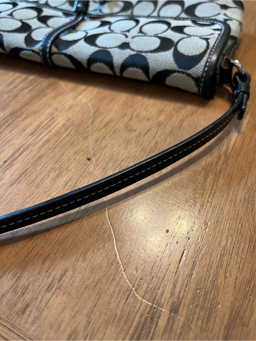 Coach Signature Black & Gray Hampton Clip Demi Shoulder Bag Vintage - Picture 11 of 16